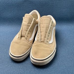 Vans, tan color. 8 women’s, 6.5 men’s. Excellent condition